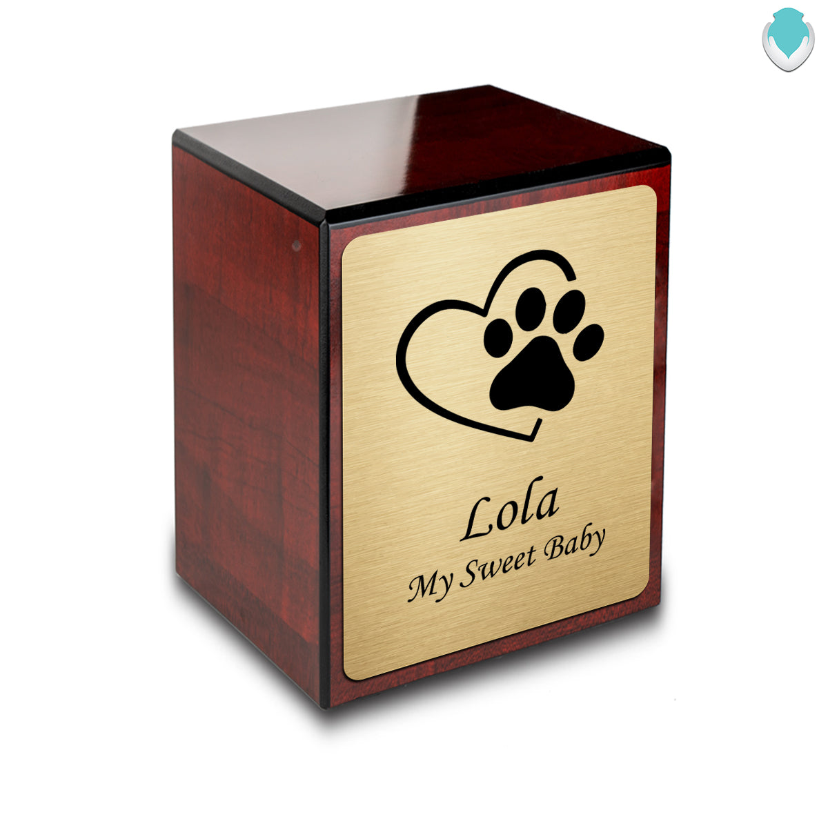 Custom Engraved Heritage Cherry Single Paw Small Pet Cremation Urn Memorial Box for Ashes