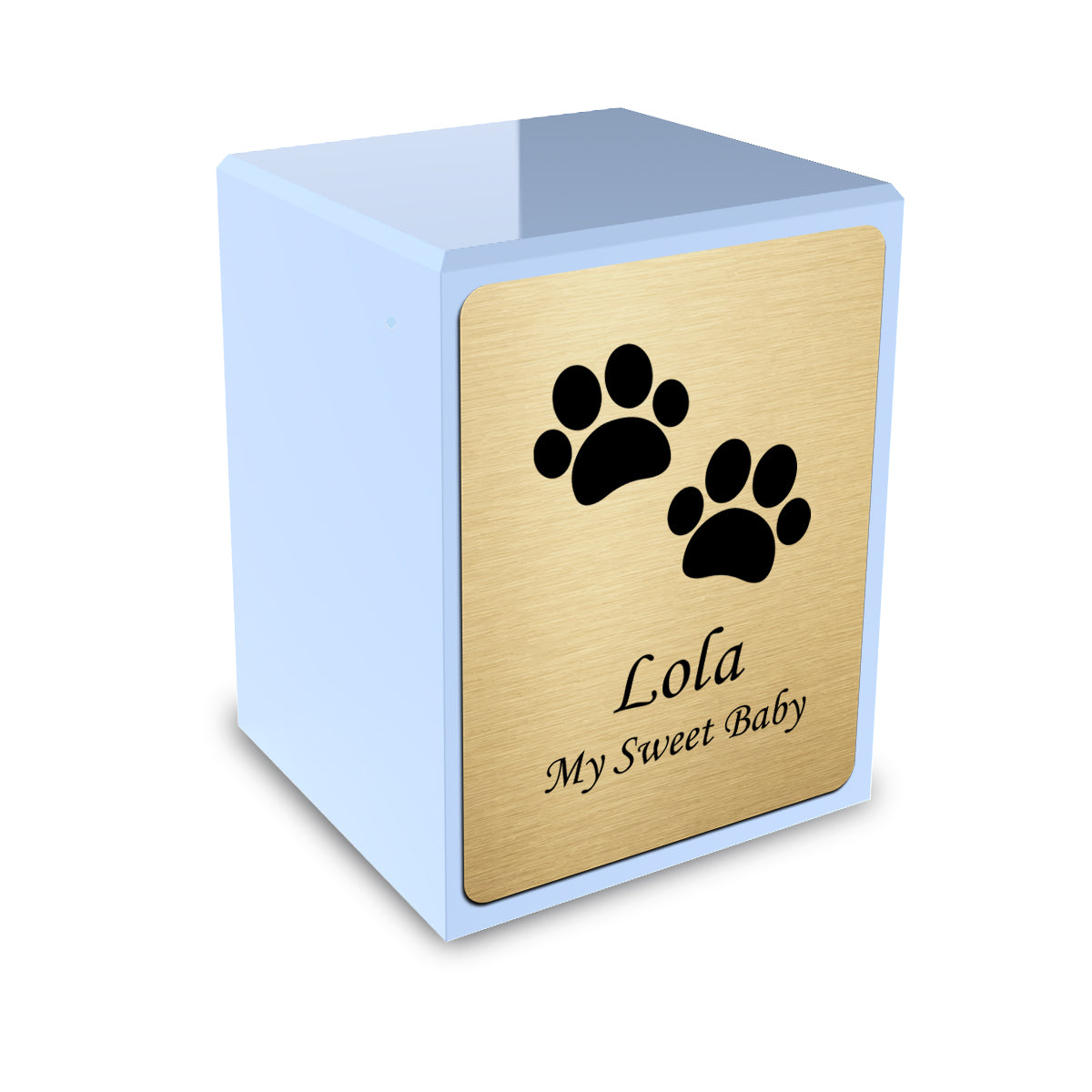 Custom Engraved Heritage Light Blue Walking Paws Small Pet Cremation Urn Memorial Box for Ashes