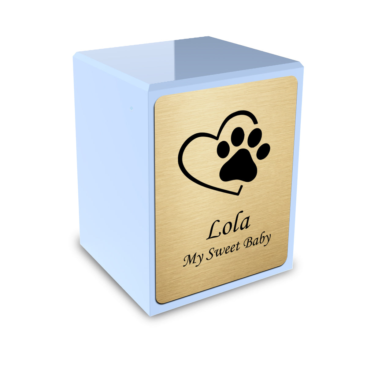 Custom Engraved Heritage Light Blue Single Paw Small Pet Cremation Urn Memorial Box for Ashes