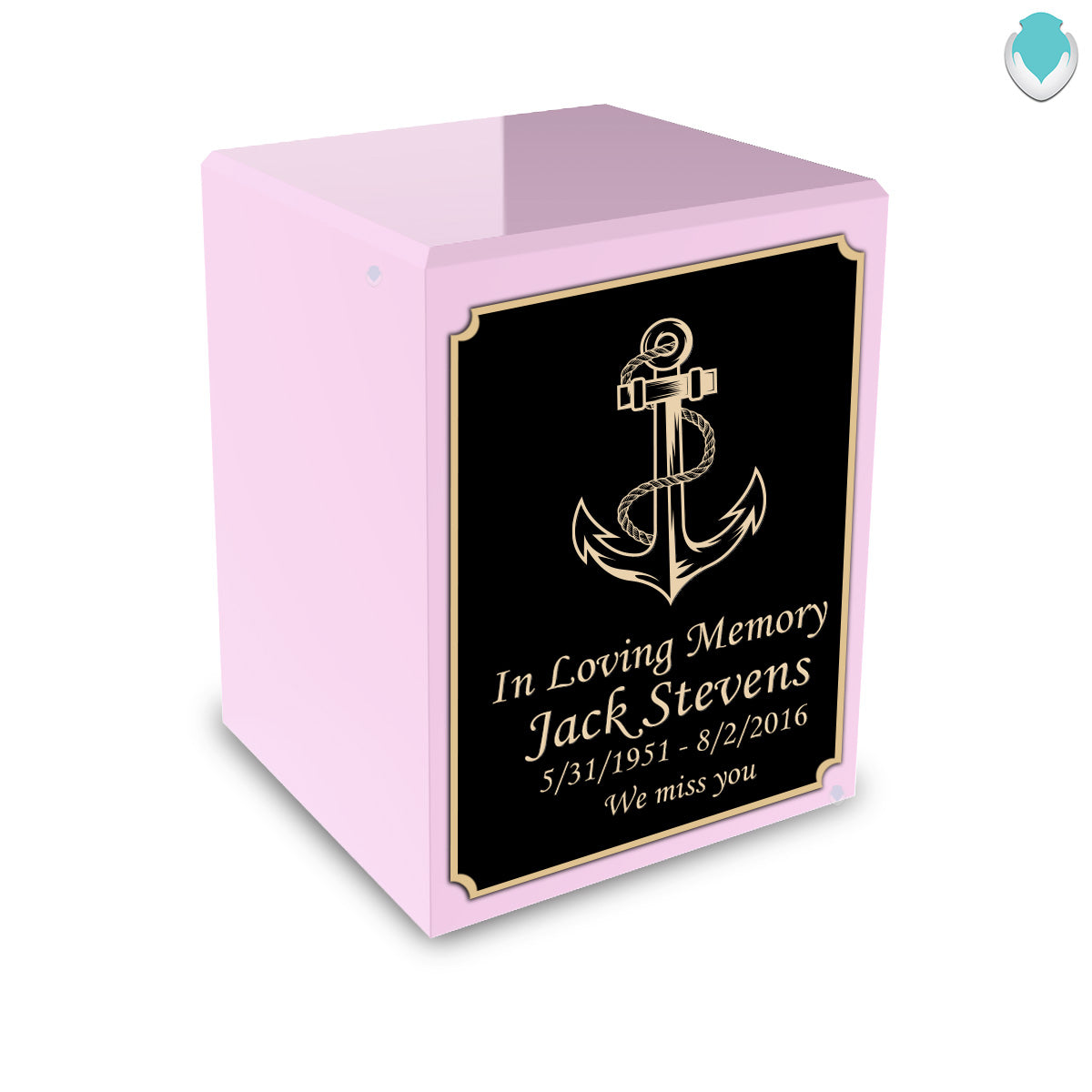 Custom Engraved Heritage Light Pink Small Cremation Urn Memorial Box for Ashes