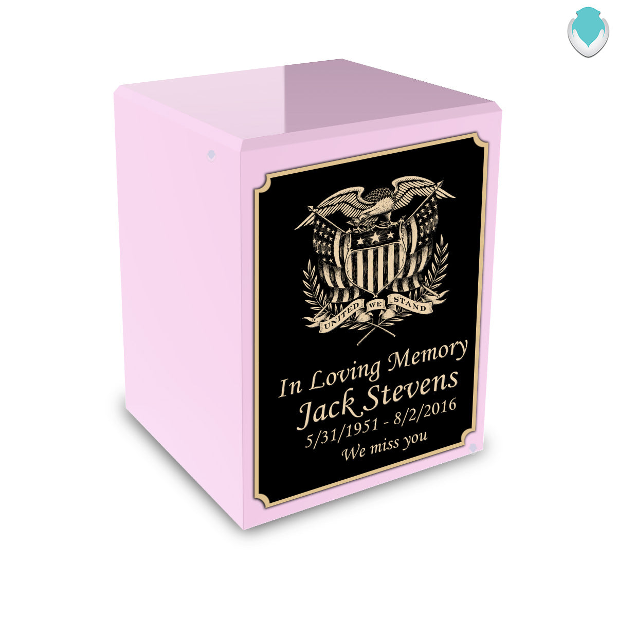 Custom Engraved Heritage Light Pink Small Cremation Urn Memorial Box for Ashes