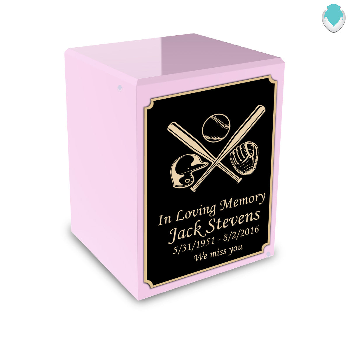 Custom Engraved Heritage Light Pink Small Cremation Urn Memorial Box for Ashes
