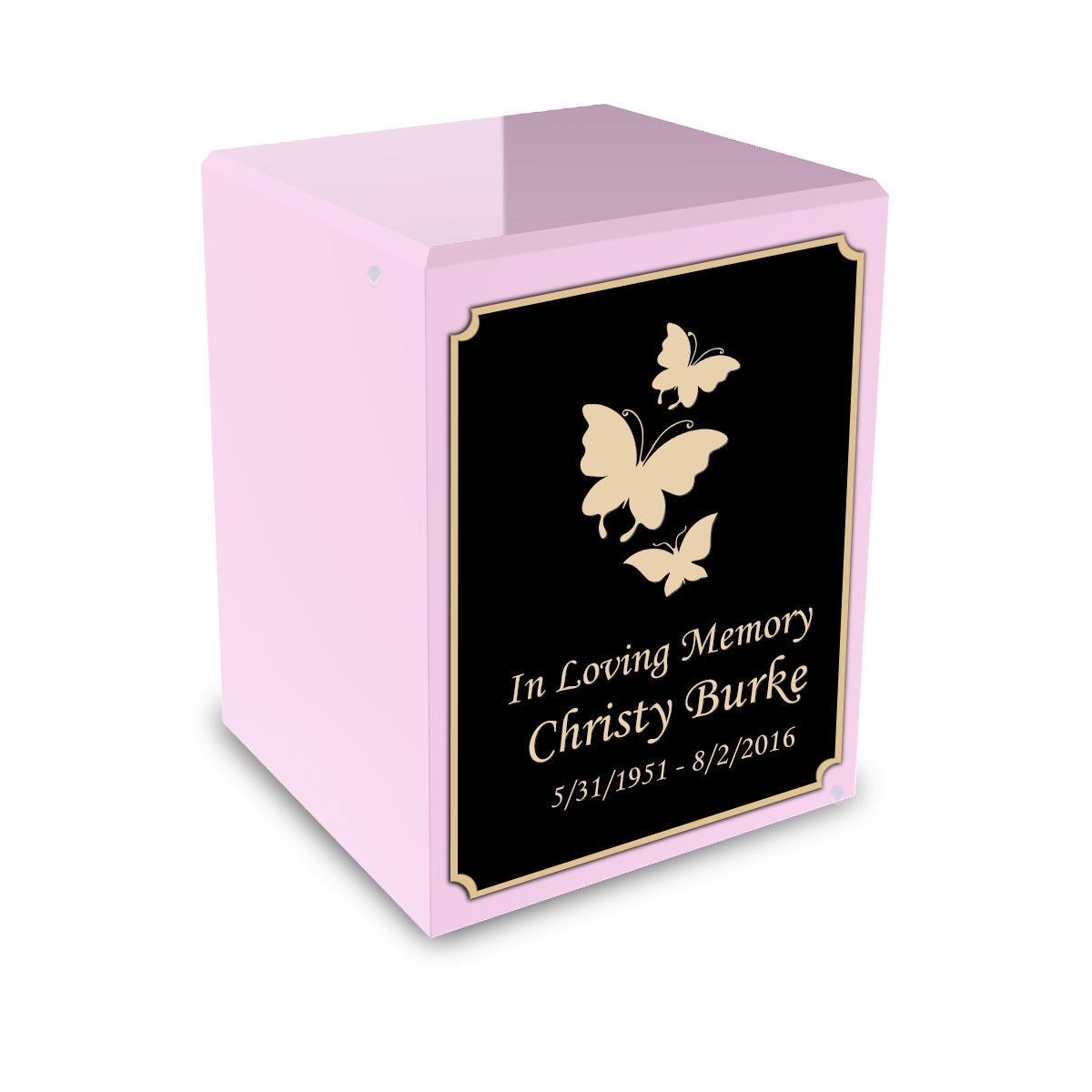 Custom Engraved Heritage Light Pink Small Cremation Urn Memorial Box for Ashes