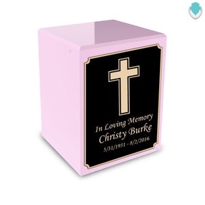 Custom Engraved Heritage Light Pink Small Cremation Urn Memorial Box for Ashes