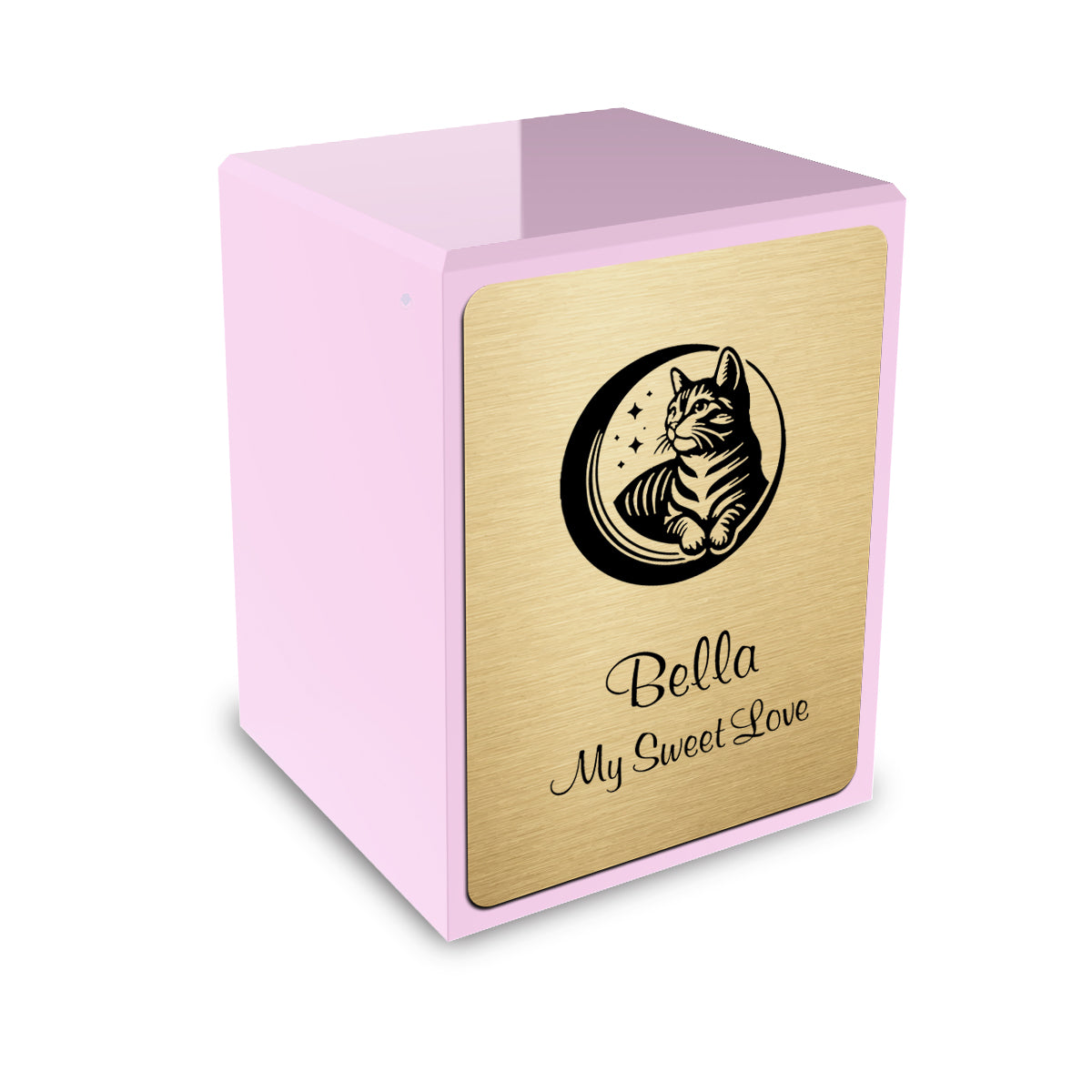 Custom Engraved Heritage Light Pink Cute Cat Small Pet Cremation Urn Memorial Box for Ashes