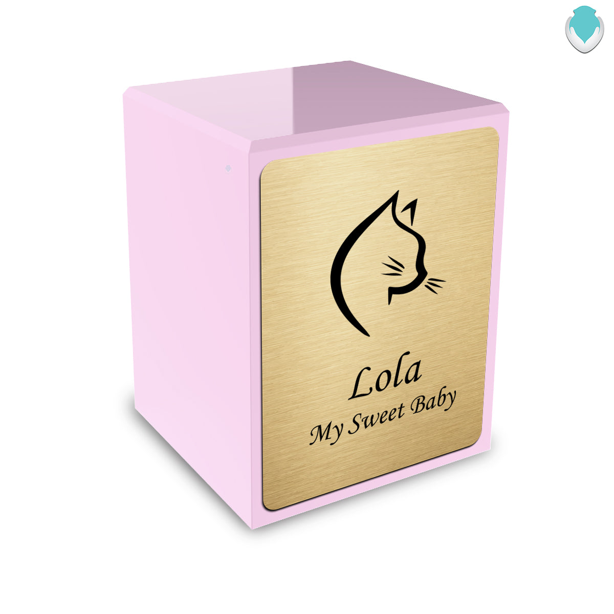 Custom Engraved Heritage Light Pink Cat Small Pet Cremation Urn Memorial Box for Ashes