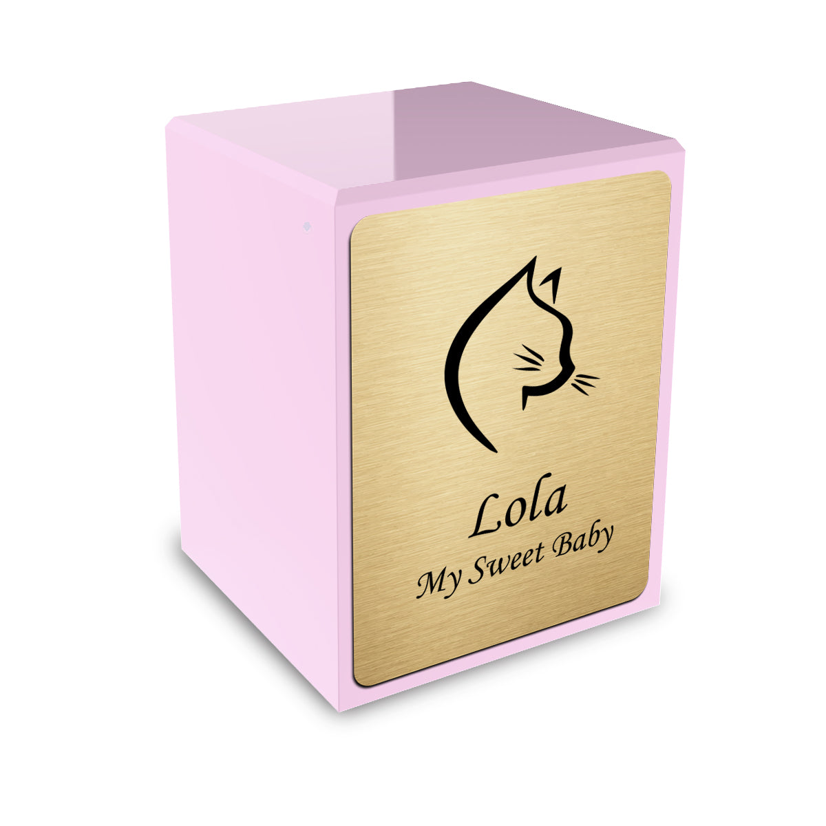 Custom Engraved Heritage Light Pink Cat Small Pet Cremation Urn Memorial Box for Ashes