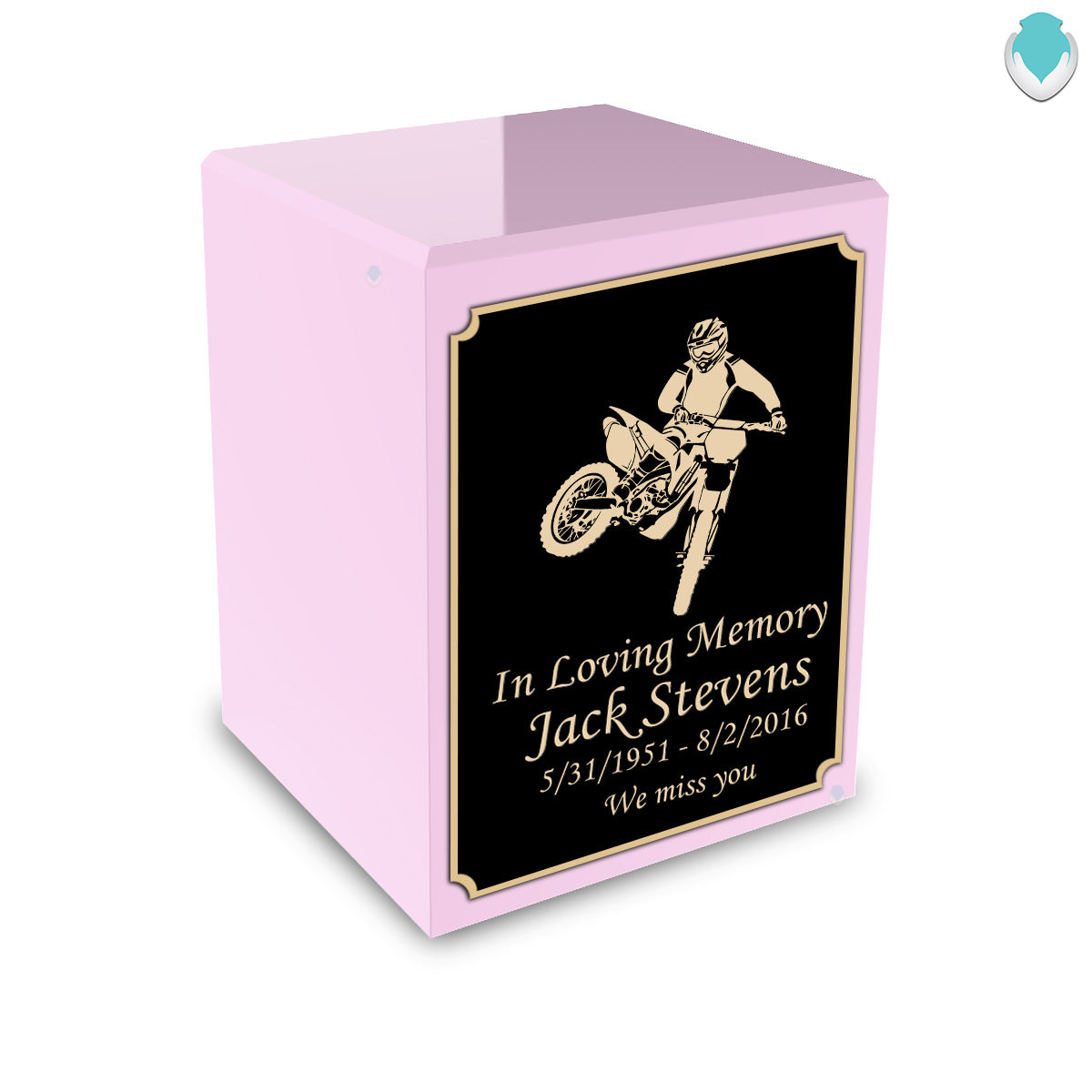 Custom Engraved Heritage Light Pink Small Cremation Urn Memorial Box for Ashes