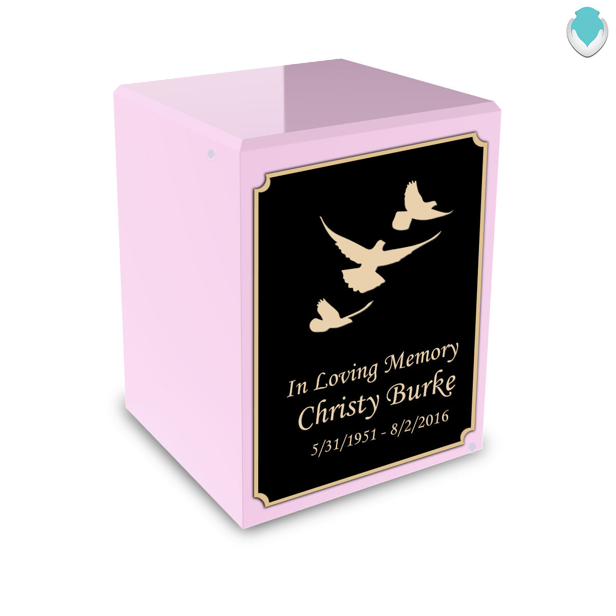 Custom Engraved Heritage Light Pink Small Cremation Urn Memorial Box for Ashes