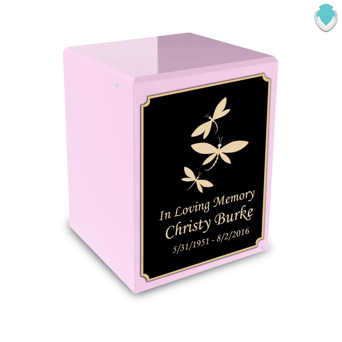 Custom Engraved Heritage Light Pink Small Cremation Urn Memorial Box for Ashes