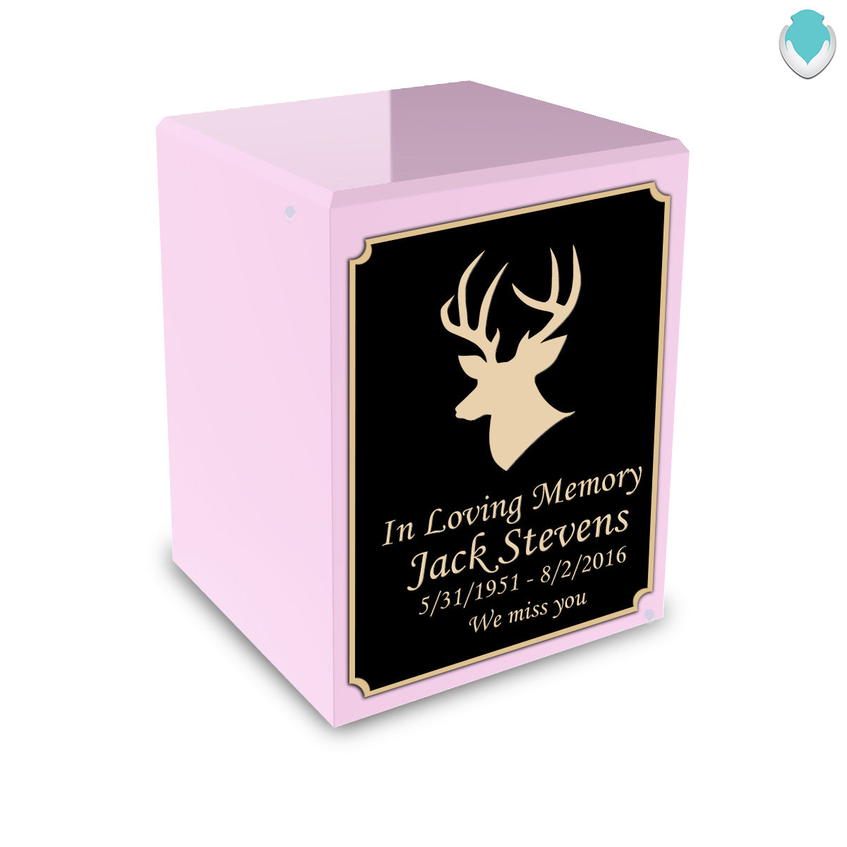 Custom Engraved Heritage Light Pink Small Cremation Urn Memorial Box for Ashes