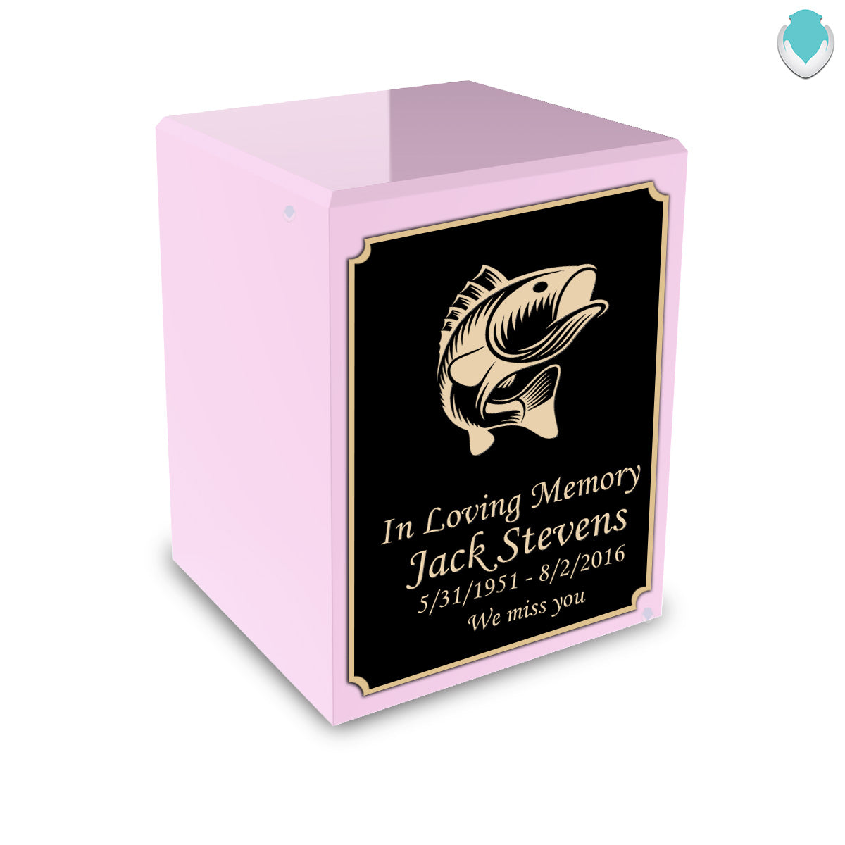 Custom Engraved Heritage Light Pink Small Cremation Urn Memorial Box for Ashes