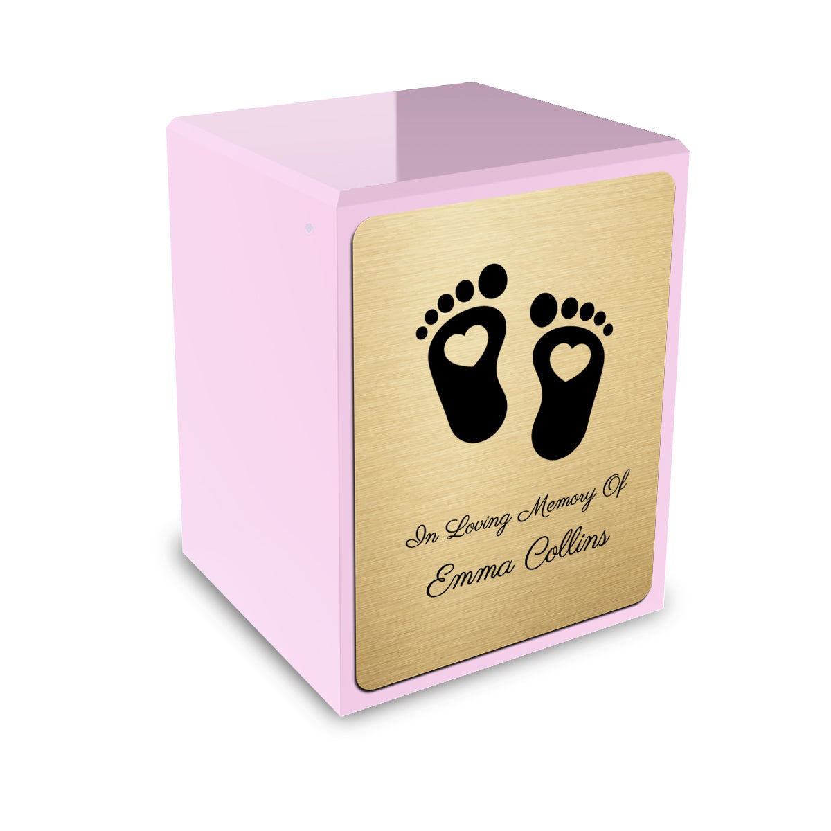 Custom Engraved Heritage Baby Heart Feet Light Pink Small Cremation Urn Memorial Box for Ashes