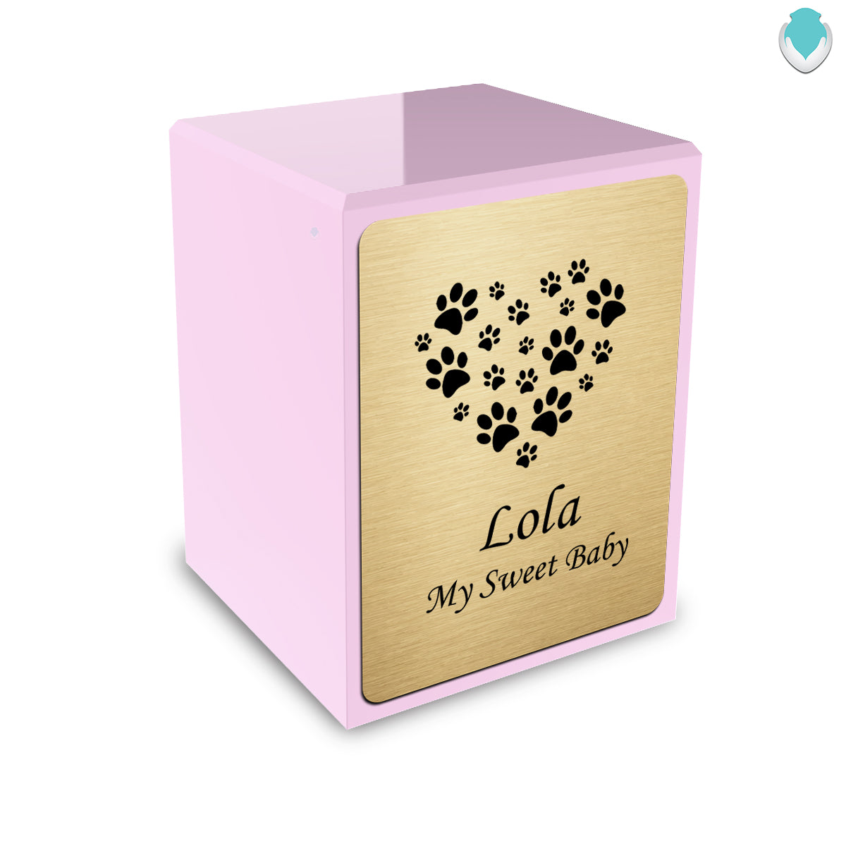 Custom Engraved Heritage Light Pink Heart Paws Small Pet Cremation Urn Memorial Box for Ashes