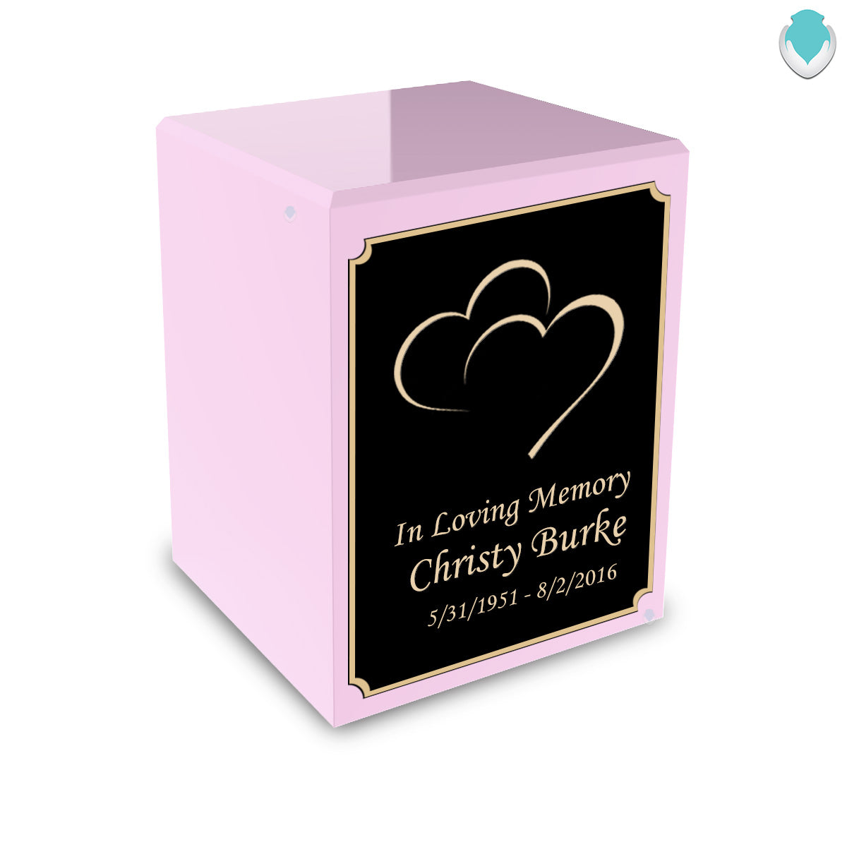 Custom Engraved Heritage Light Pink Small Cremation Urn Memorial Box for Ashes