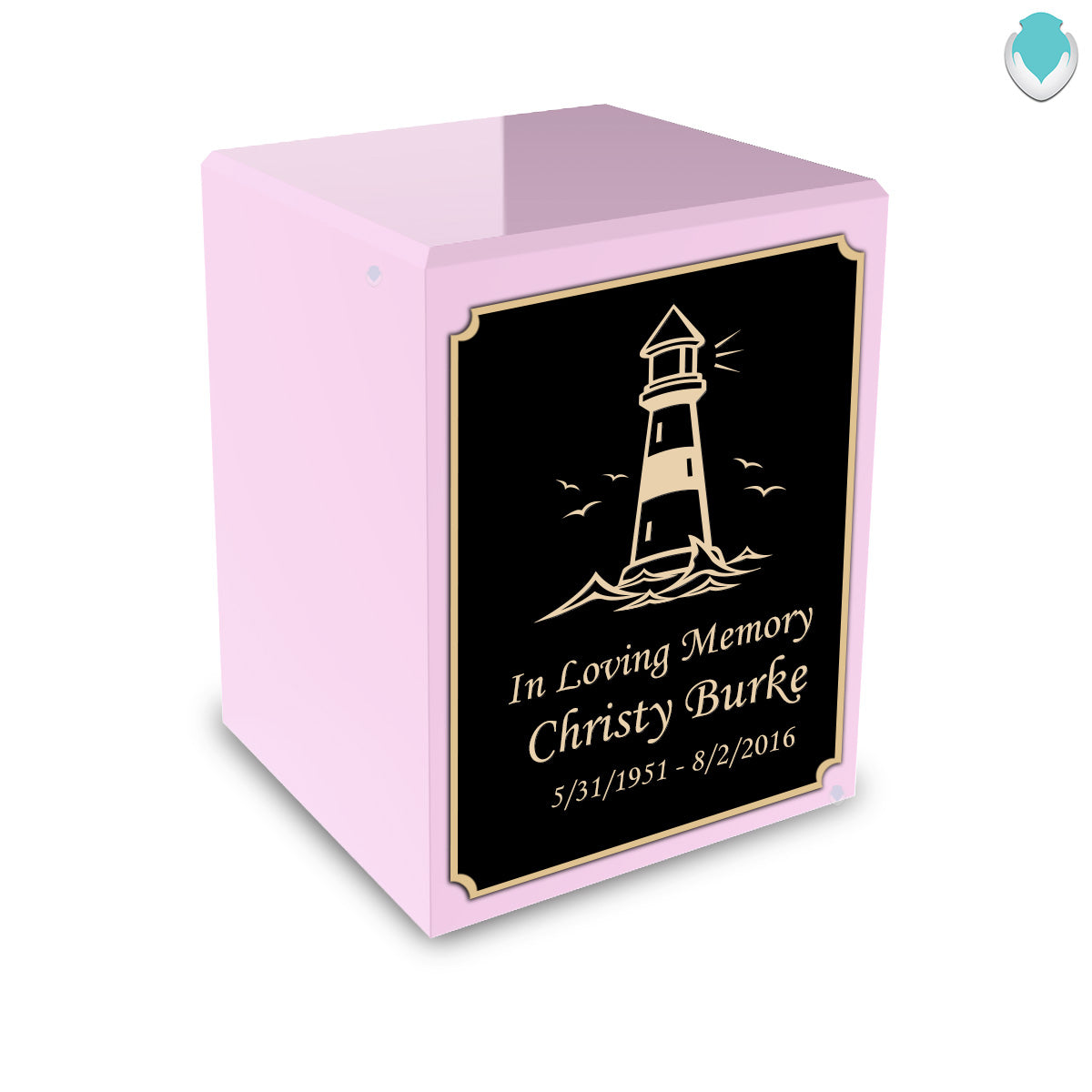 Custom Engraved Heritage Light Pink Small Cremation Urn Memorial Box for Ashes