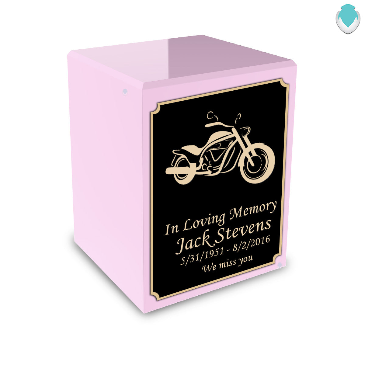 Custom Engraved Heritage Light Pink Small Cremation Urn Memorial Box for Ashes