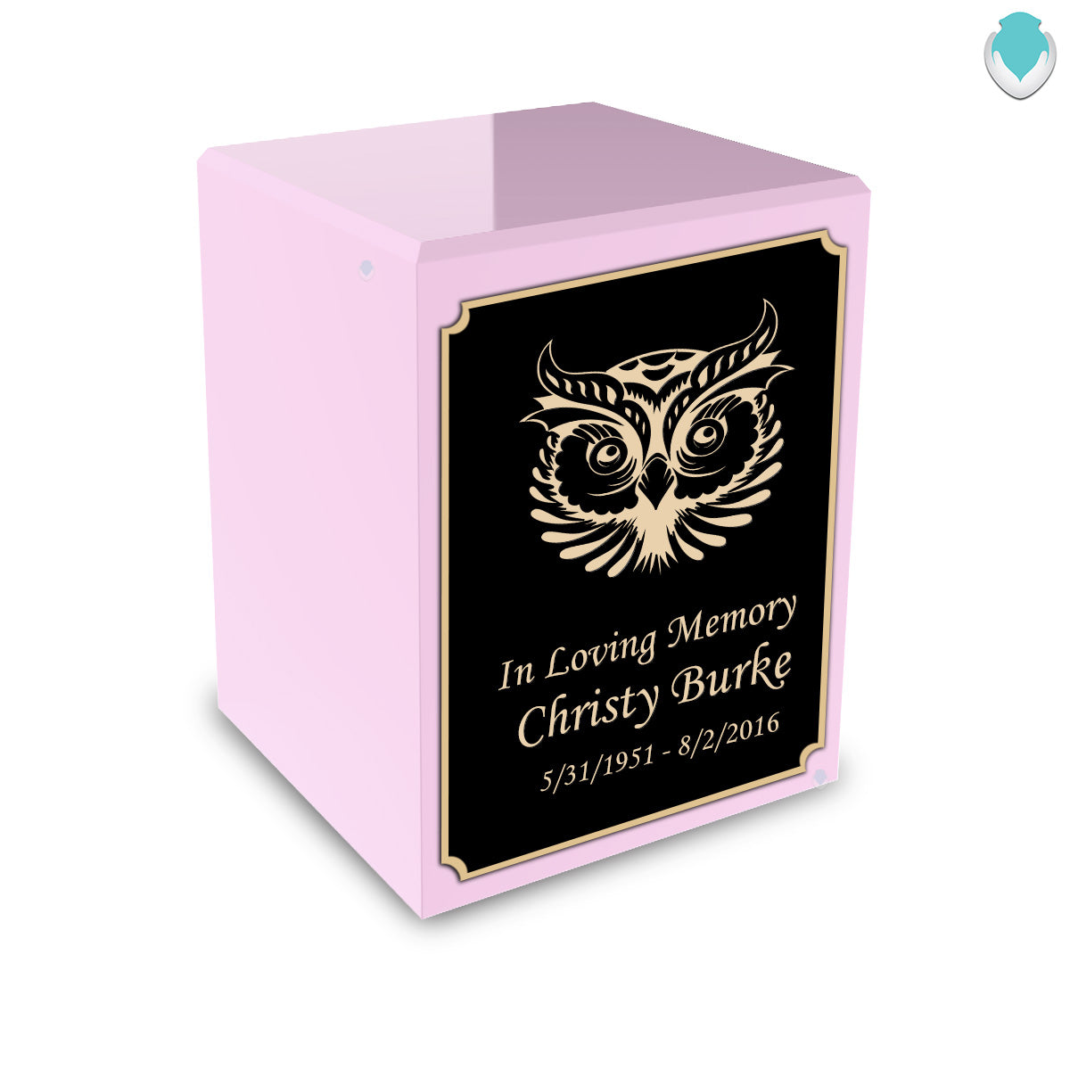 Custom Engraved Heritage Light Pink Small Cremation Urn Memorial Box for Ashes