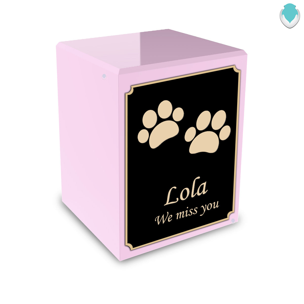 Custom Engraved Heritage Light Pink Walking Paws Small Pet Cremation Urn Memorial Box for Ashes