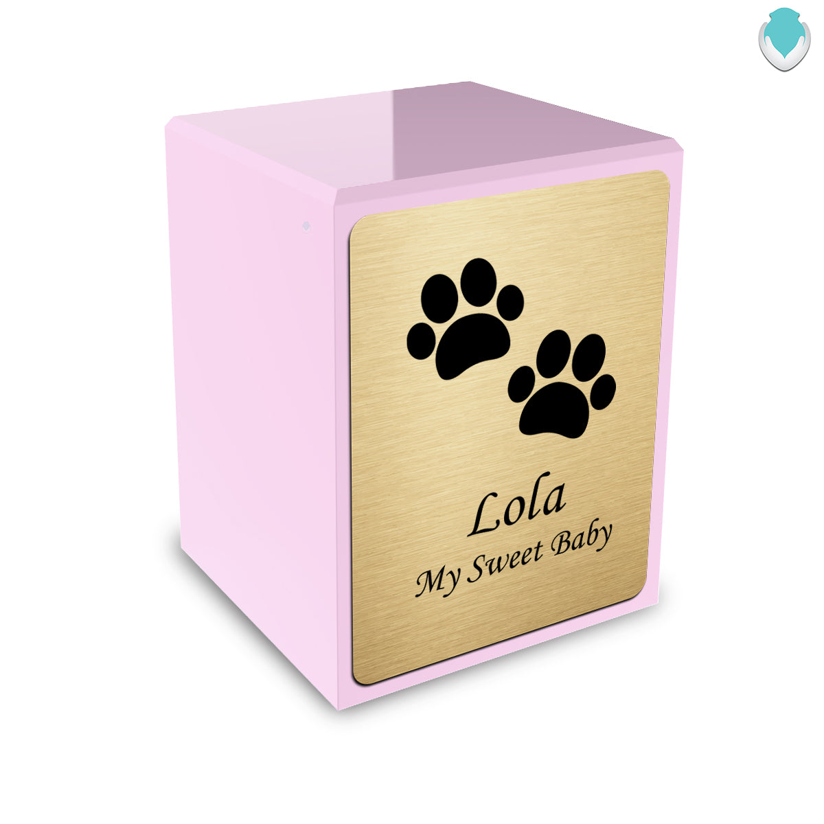 Custom Engraved Heritage Light Pink Walking Paws Small Pet Cremation Urn Memorial Box for Ashes