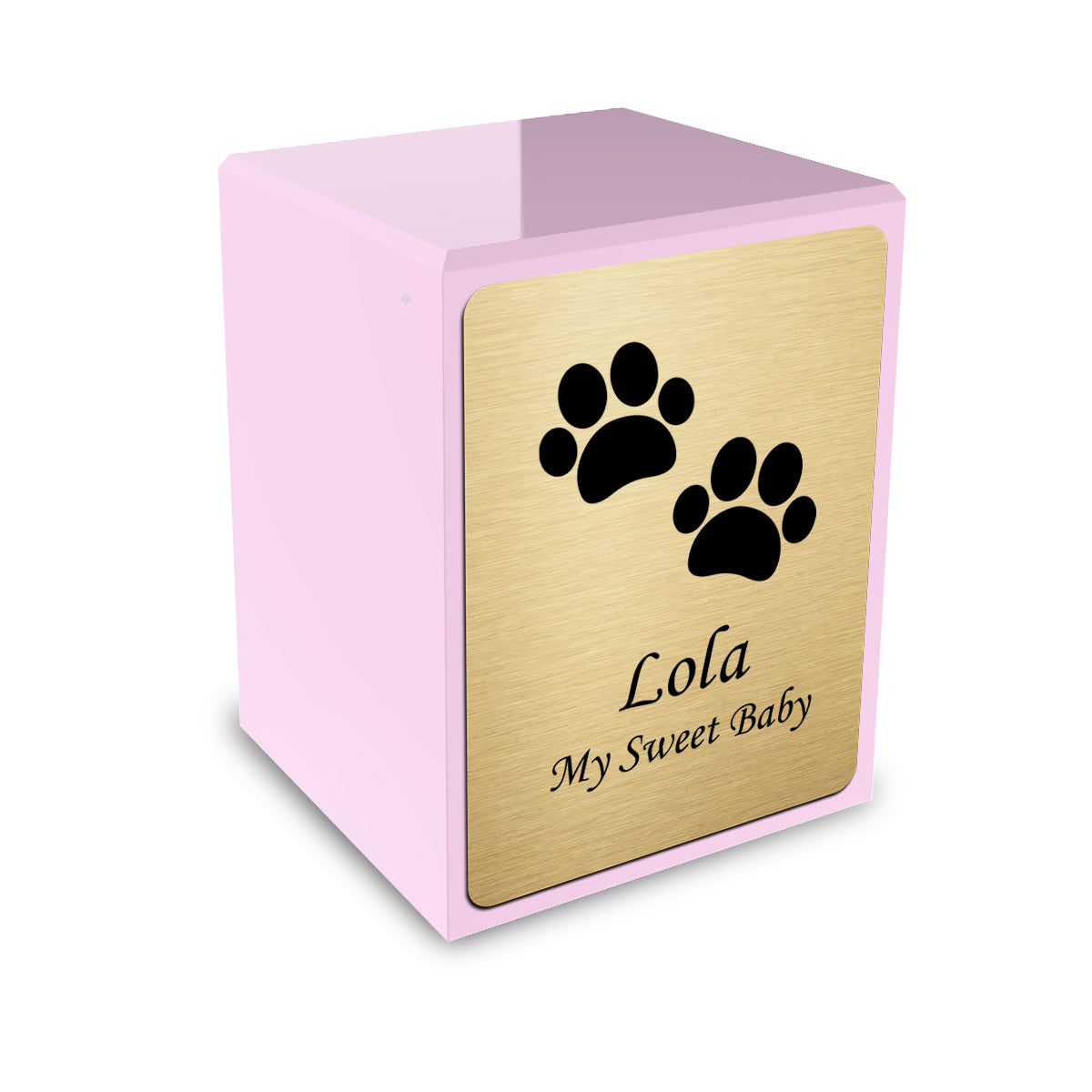 Custom Engraved Heritage Light Pink Walking Paws Small Pet Cremation Urn Memorial Box for Ashes
