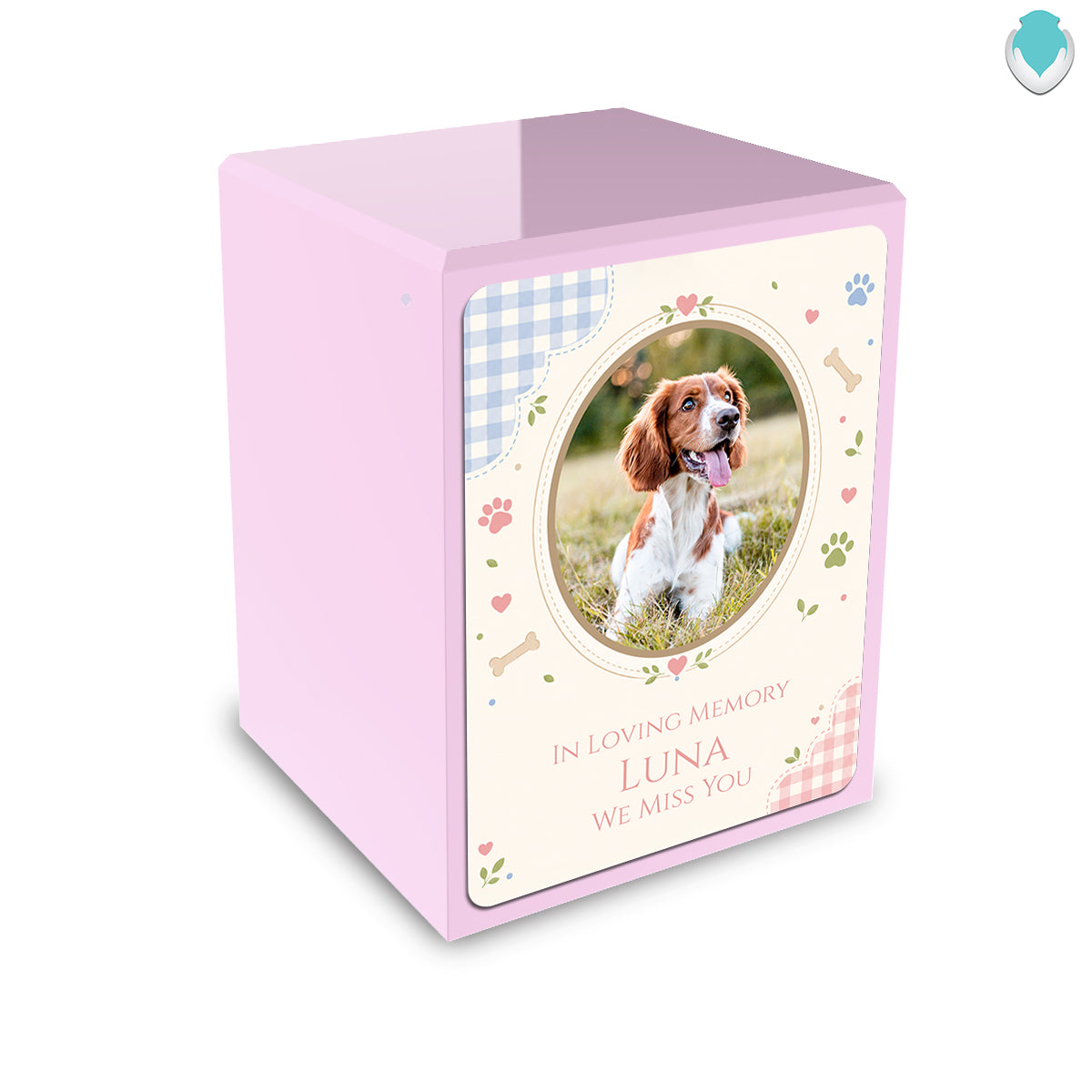 Custom Engraved Heritage Light Pink Pet Memorial Small Cremation Urn Memorial Box for Ashes