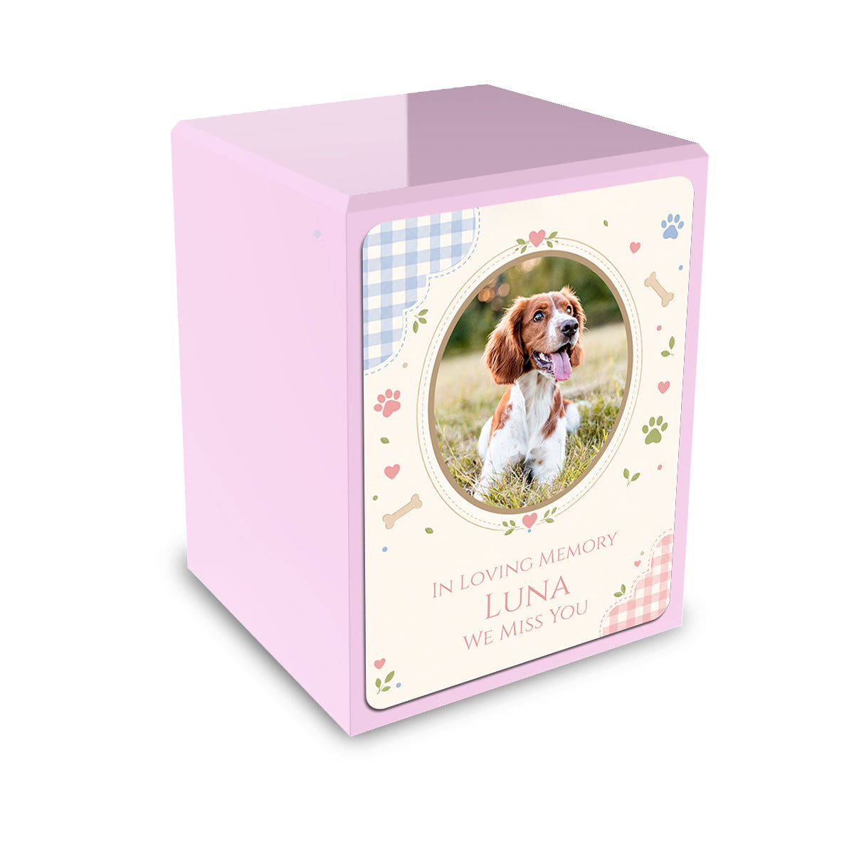 Custom Engraved Heritage Light Pink Pet Memorial Small Cremation Urn Memorial Box for Ashes
