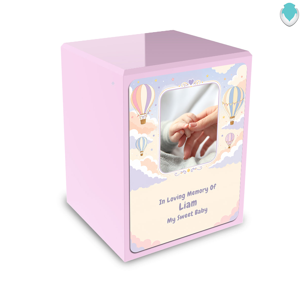 Custom Engraved Child Heritage Light Pink Air Balloon Small Cremation Urn Memorial Box for Ashes