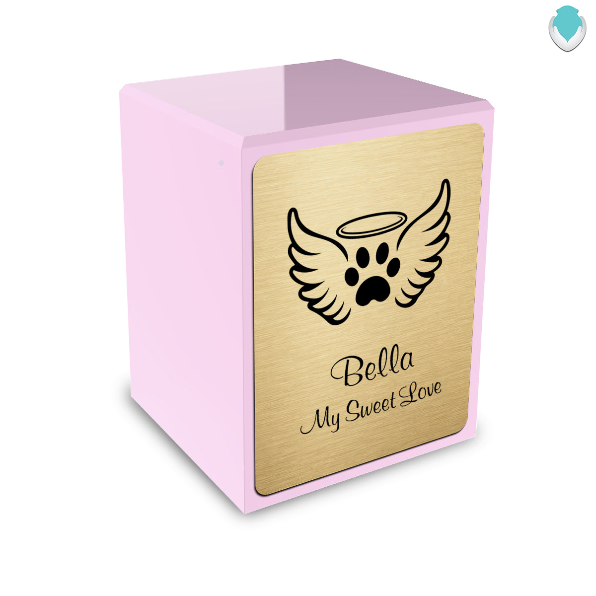 Custom Engraved Heritage Light Pink Angel Wings Small Pet Cremation Urn Memorial Box for Ashes