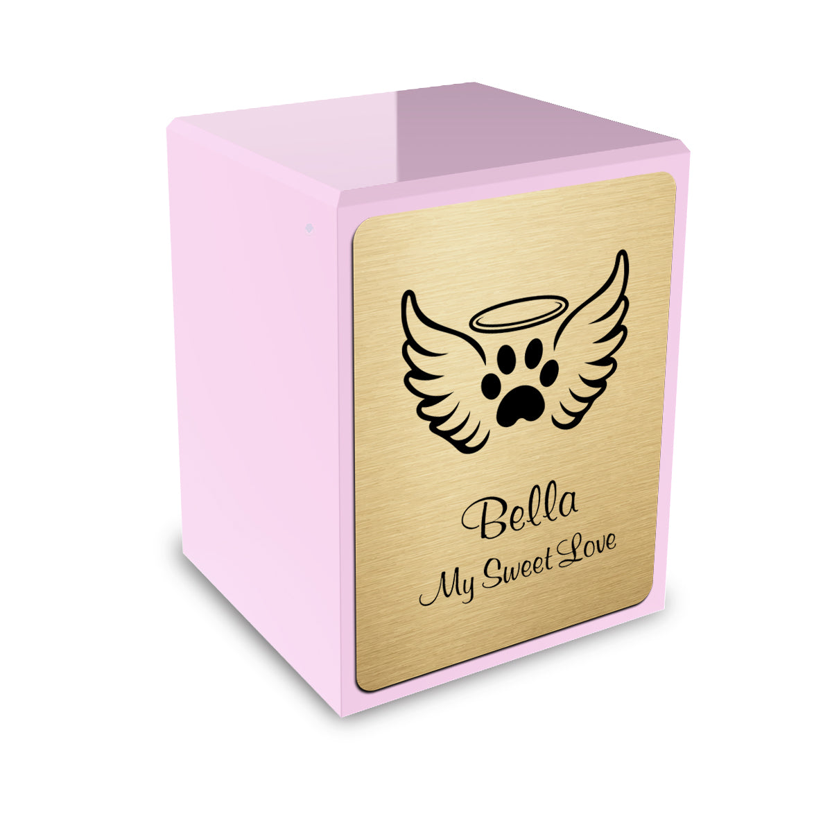 Custom Engraved Heritage Light Pink Angel Wings Small Pet Cremation Urn Memorial Box for Ashes