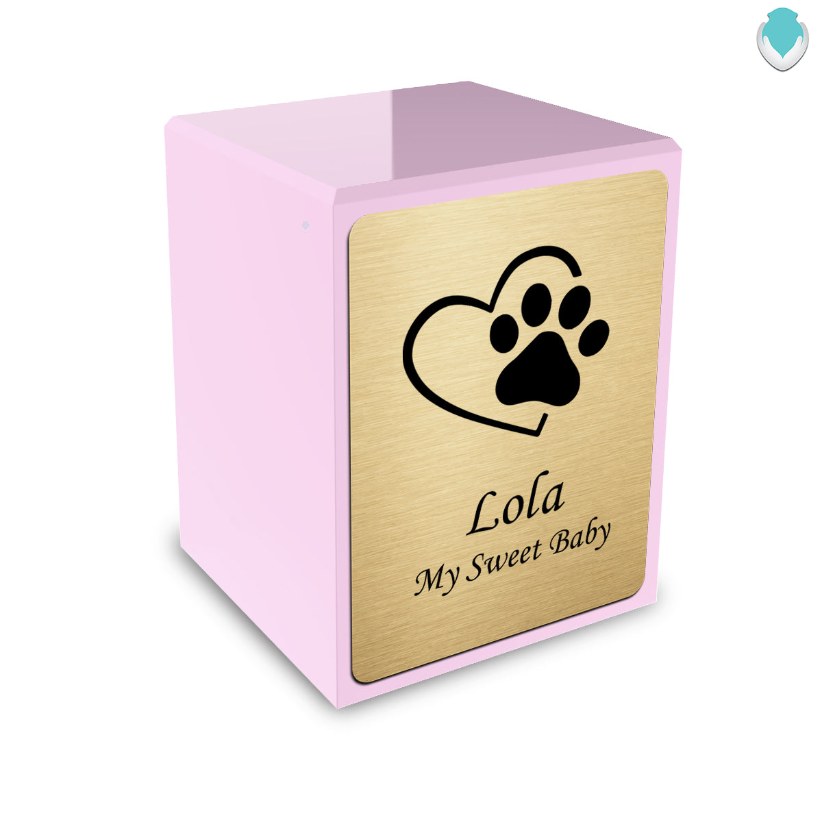 Custom Engraved Heritage Light Pink Single Paw Small Pet Cremation Urn Memorial Box for Ashes