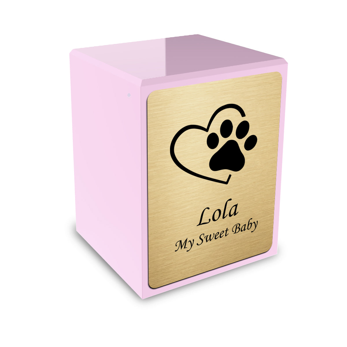 Custom Engraved Heritage Light Pink Single Paw Small Pet Cremation Urn Memorial Box for Ashes