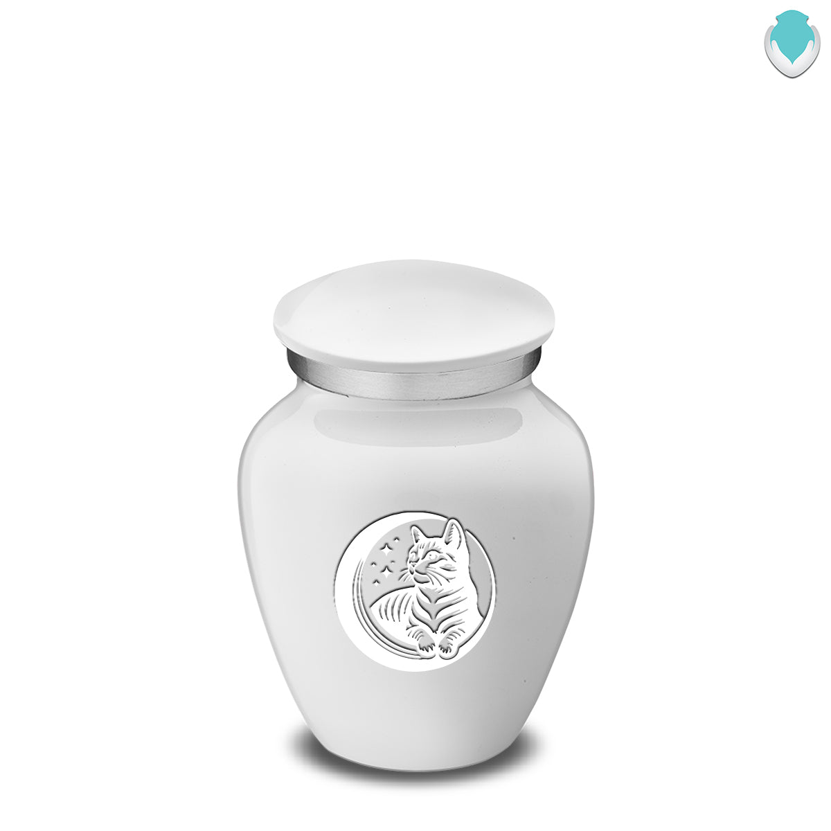 Keepsake Embrace White Pet Cute Cat Cremation Urn
