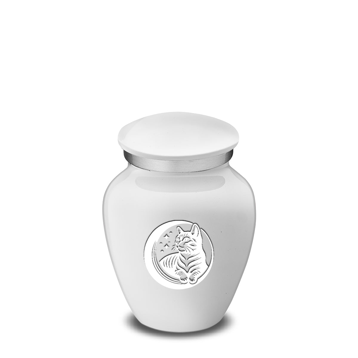 Keepsake Embrace White Pet Cute Cat Cremation Urn