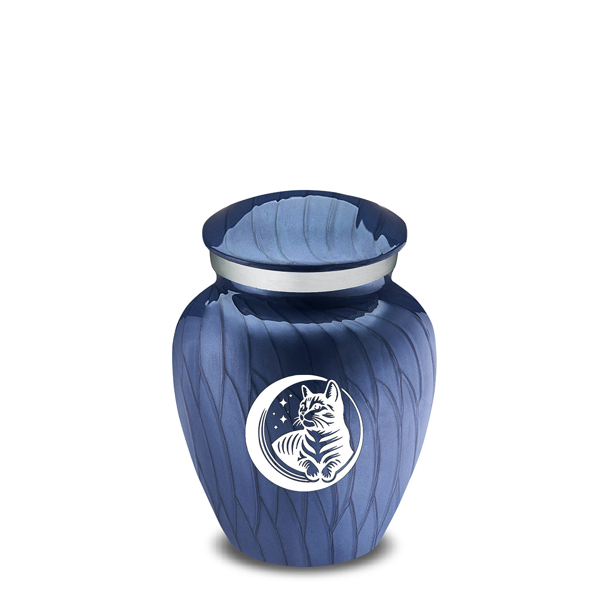Keepsake Embrace Pearl Cobalt Blue Pet Cute Cat Cremation Urn