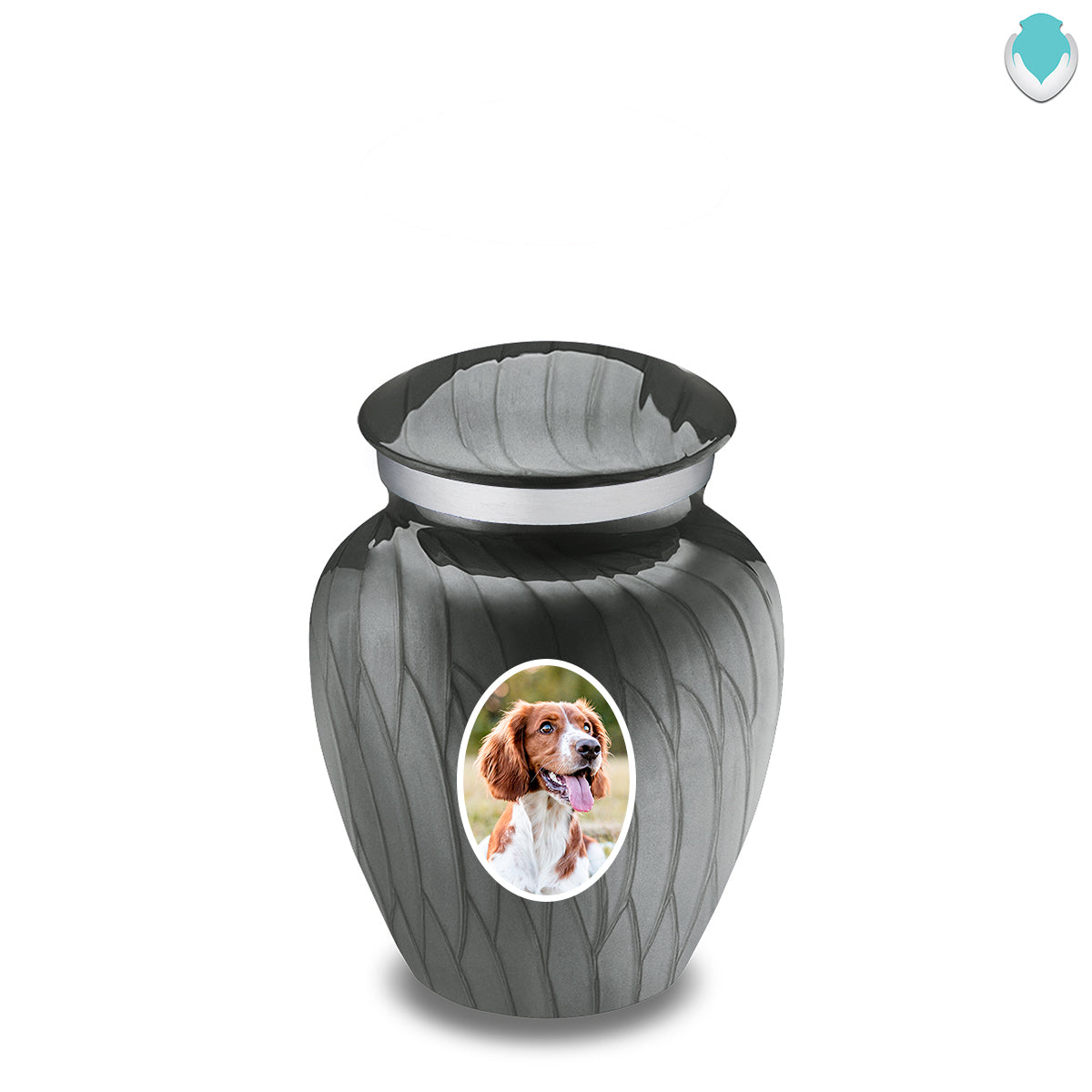 Keepsake Pet Embrace Pearl Silver Portrait Cremation Urn