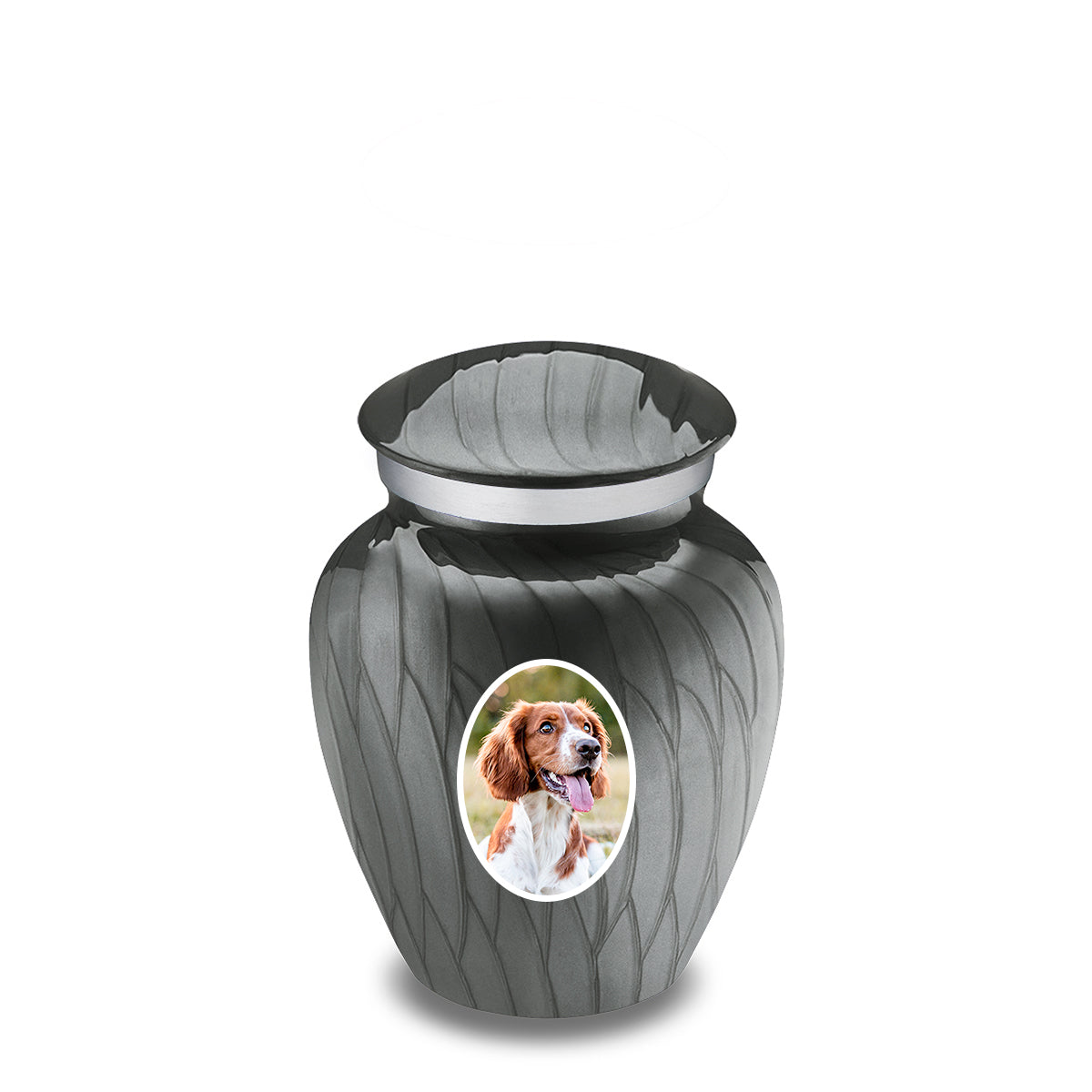 Keepsake Pet Embrace Pearl Silver Portrait Cremation Urn