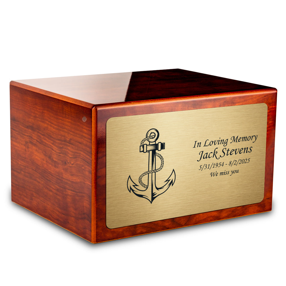 Custom Engraved Heritage Rosewood Adult Cremation Urn Memorial Box for Ashes