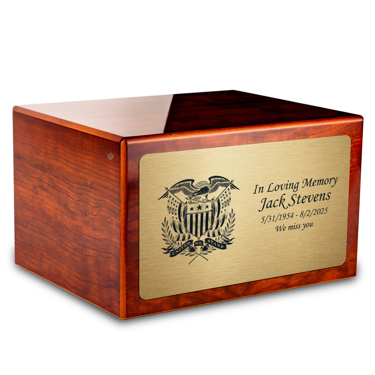 Custom Engraved Heritage Rosewood Adult Cremation Urn Memorial Box for Ashes