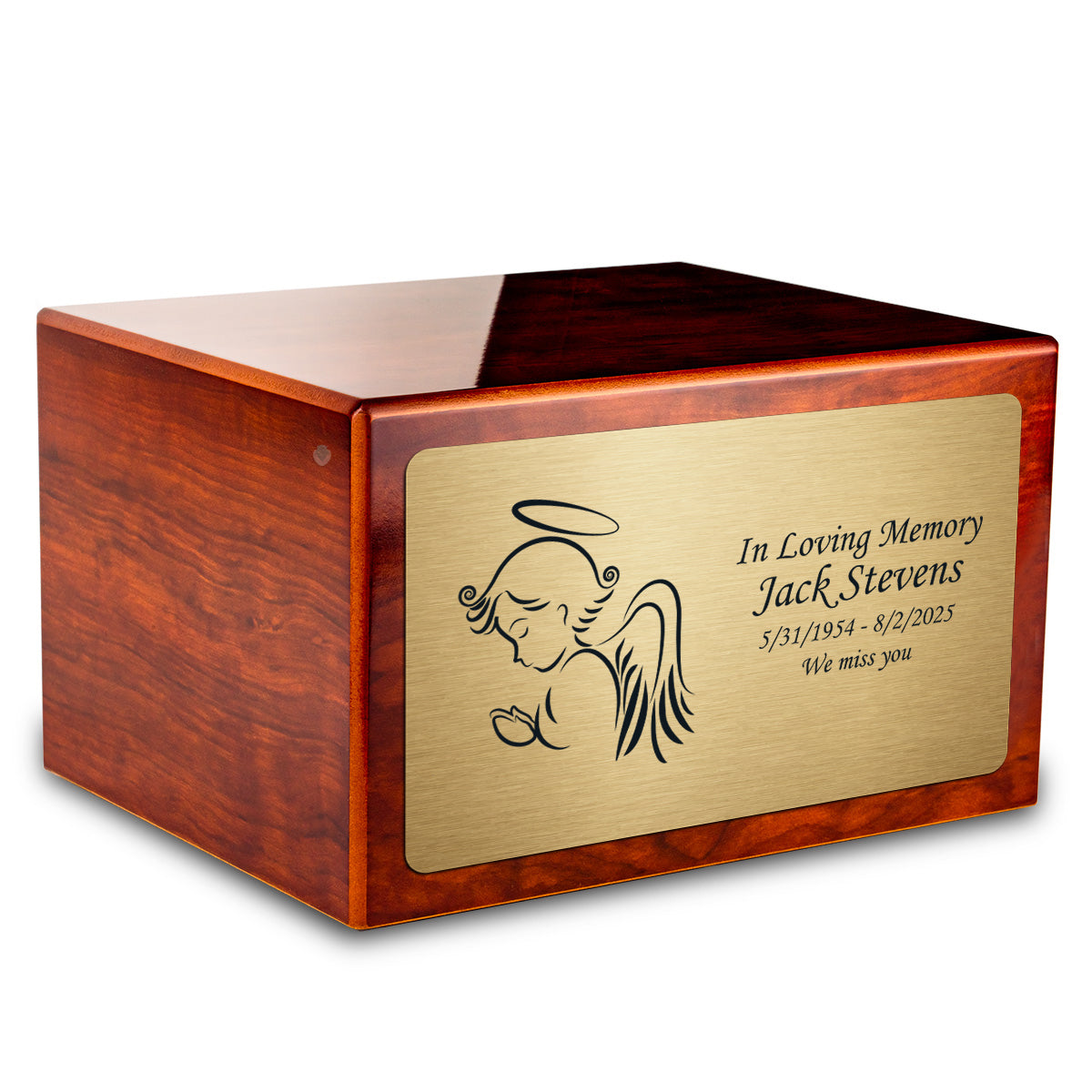 Custom Engraved Heritage Rosewood Adult Cremation Urn Memorial Box for Ashes