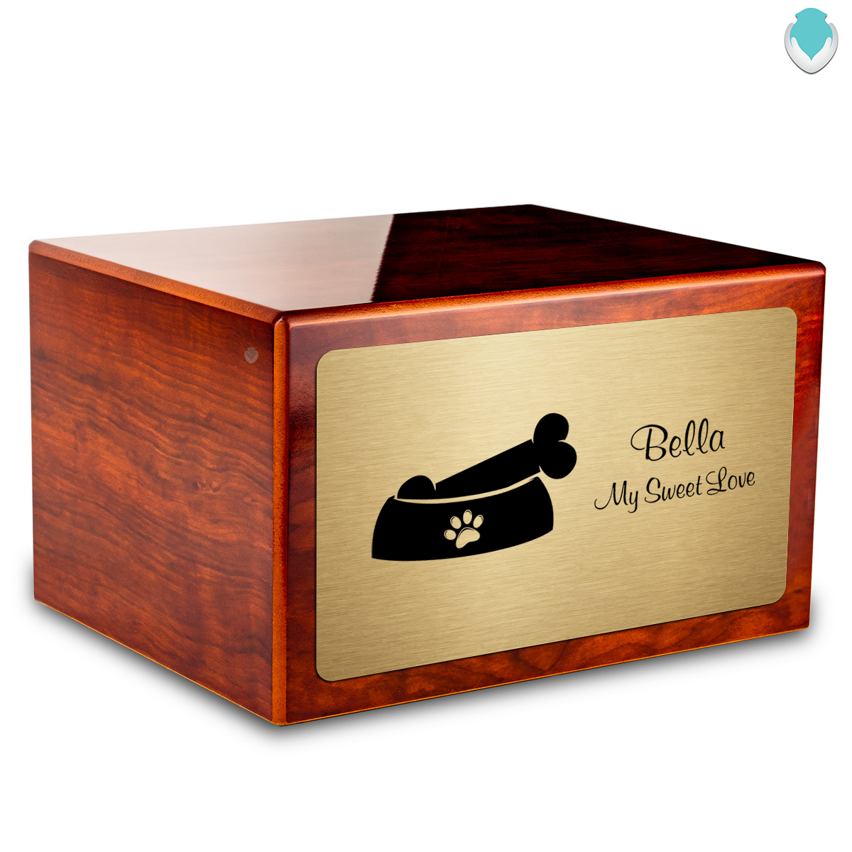 Heritage Rosewood Dog Bone Large Pet Cremation Box Urn