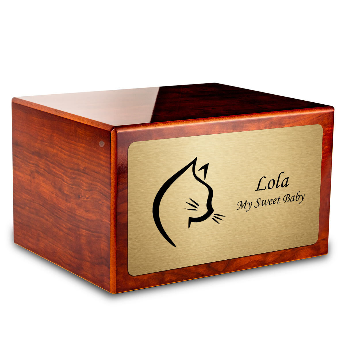 Heritage Rosewood Cat Large Pet Cremation Box Urn