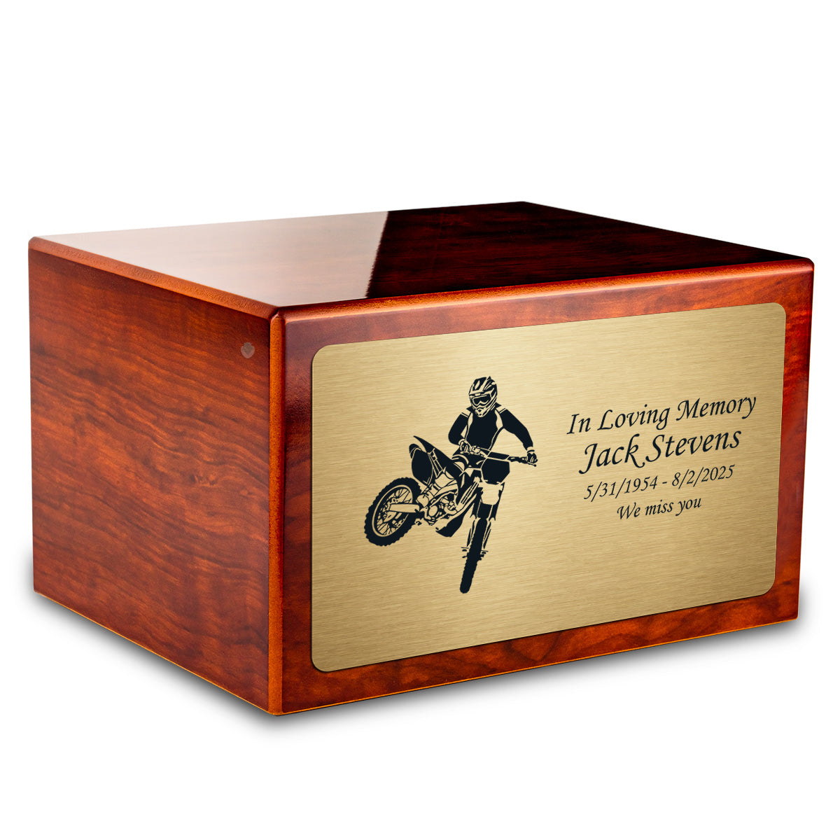 Custom Engraved Heritage Rosewood Adult Cremation Urn Memorial Box for Ashes
