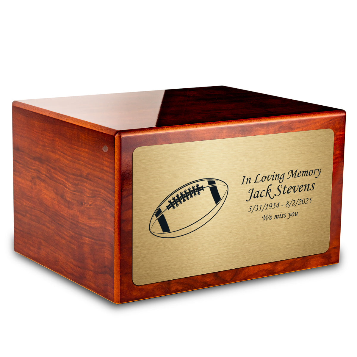 Custom Engraved Heritage Rosewood Adult Cremation Urn Memorial Box for Ashes