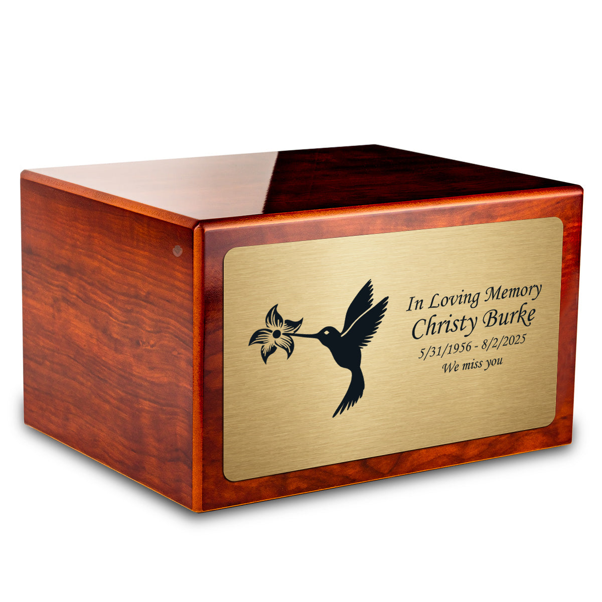 Custom Engraved Heritage Rosewood Adult Cremation Urn Memorial Box for Ashes