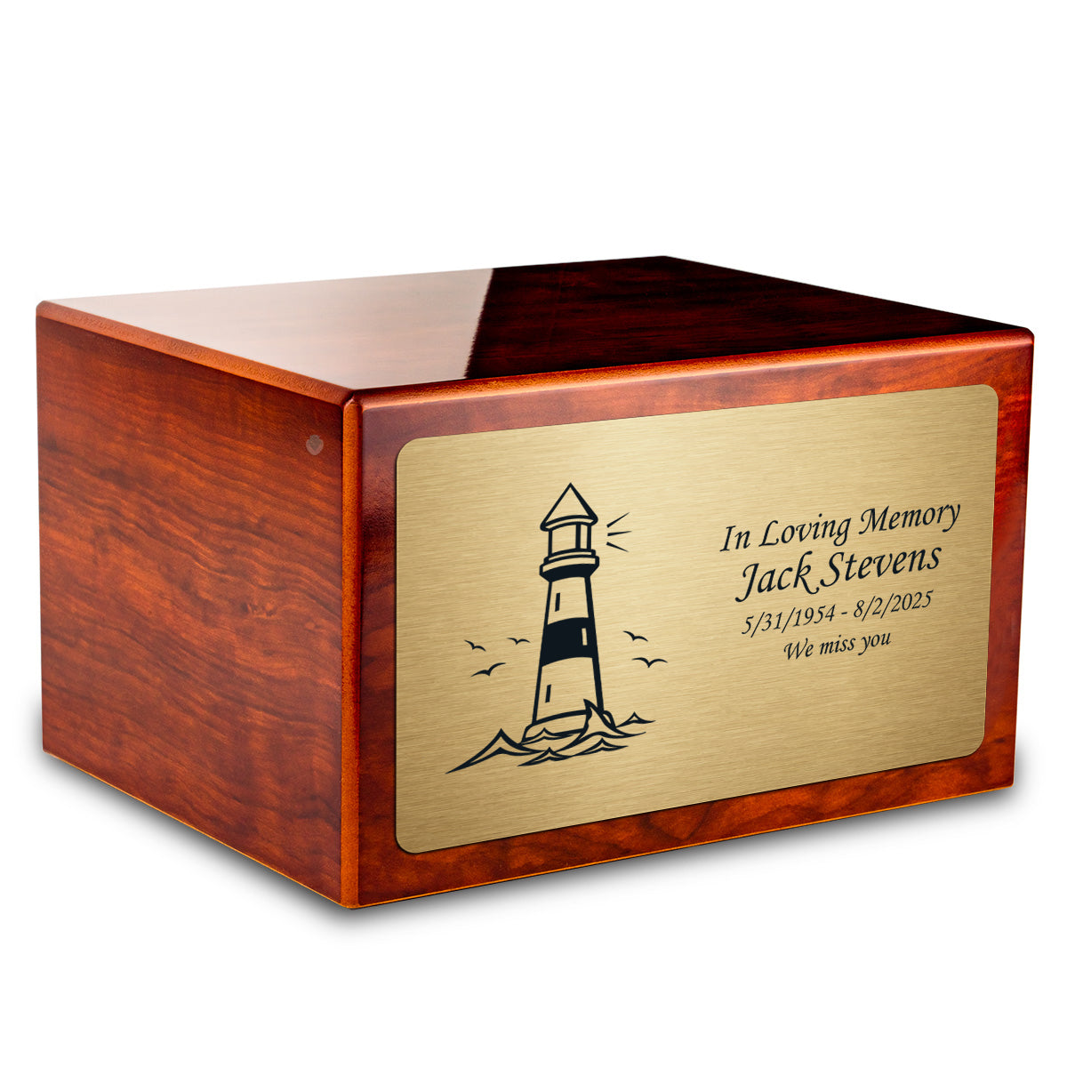 Custom Engraved Heritage Rosewood Adult Cremation Urn Memorial Box for Ashes