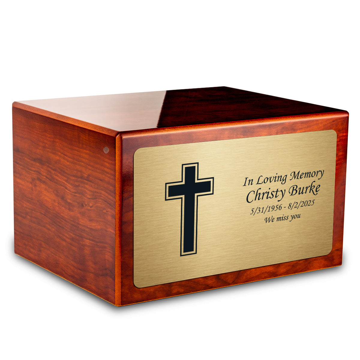 Custom Engraved Heritage Rosewood Adult Cremation Urn Memorial Box for Ashes