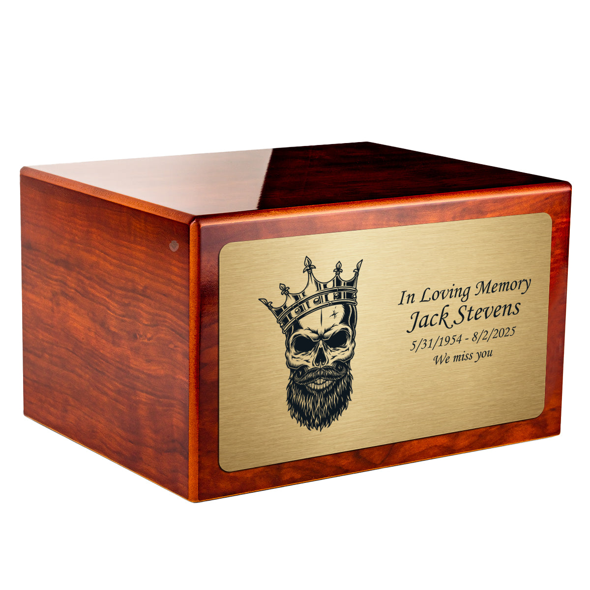 Custom Engraved Heritage Rosewood Adult Cremation Urn Memorial Box for Ashes