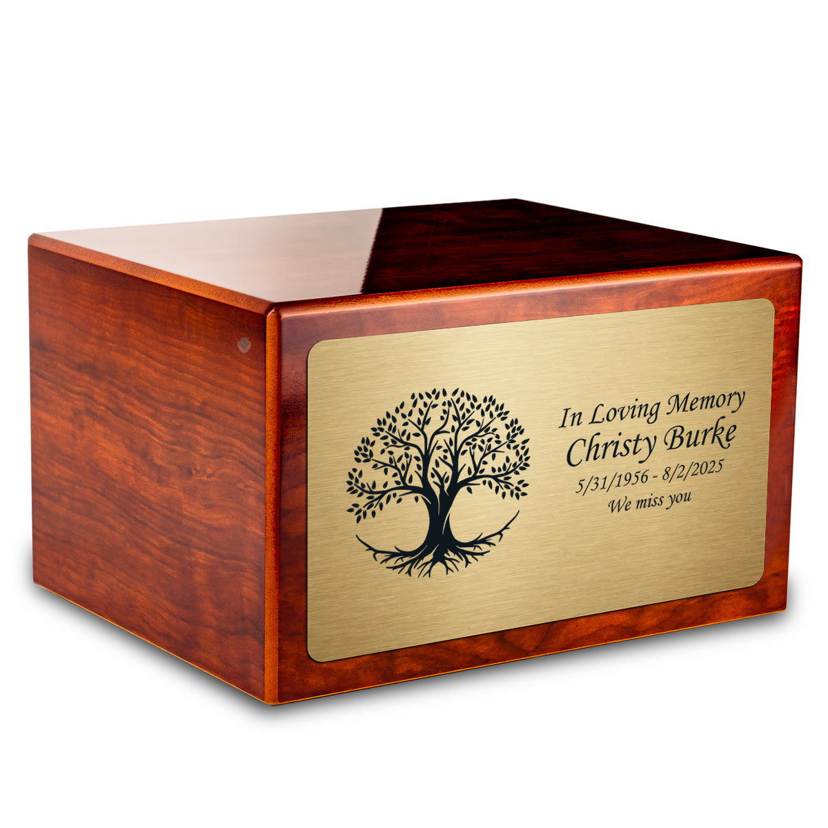 Custom Engraved Heritage Rosewood Adult Cremation Urn Memorial Box for Ashes