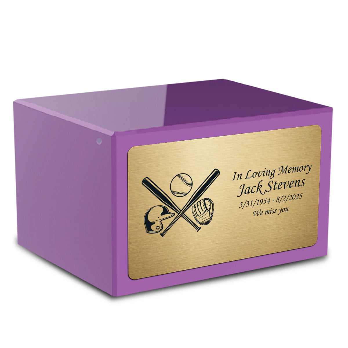 Custom Engraved Heritage Purple Adult Cremation Urn Memorial Box for Ashes